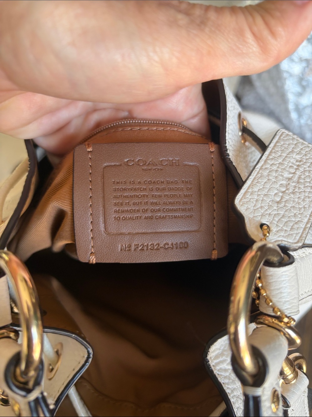 Coach Dempsey Pebbled Leather Drawstring Bucket Bag with Black Strap - Picture 4 of 10